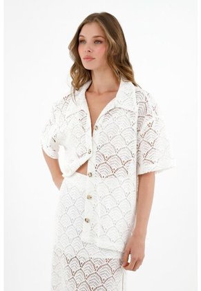 Camisa Tejida Blanca Para Mujer