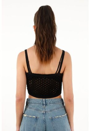 Topmark Camiseta Tipo Pañoleta Tejida Negra Para Mujer