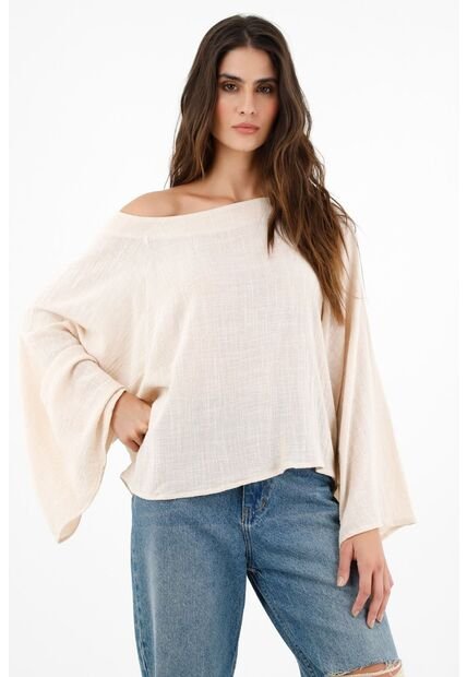 Camisa Cuello Bandeja Crudo Para Mujer