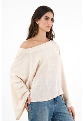 Camisa Cuello Bandeja Crudo Para Mujer