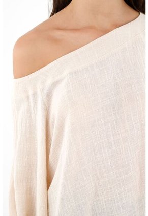 Camisa Cuello Bandeja Crudo Para Mujer