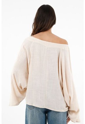 Camisa Cuello Bandeja Crudo Para Mujer