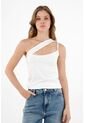 Topmark Camiseta Blanca De Un Solo Hombro Para Mujer de topmark