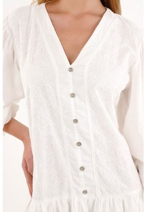 Topmark Vestido Crudo Corto Manga Larga Para Mujer