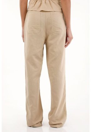 Topmark Pantalón Recto De Apariencia En Lino Café Para Mujer