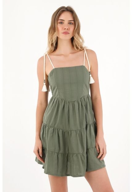 Vestido Corto De Tiras Verde Para Mujer