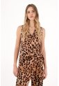 Topmark Chaleco Con Cortes Decorativos De Animal Print Para Mujer de topmark