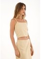 Topmark Camisa Crop De Tiras Crudo Con Textura Ligera Para Mujer de topmark