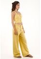 Topmark Pantalón Recto De Tiro Alto Amarillo Para Mujer de topmark