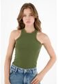 Camiseta En Rib Verde Para Mujer de topmark