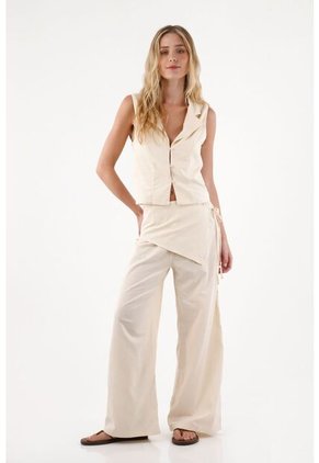 Topmark Chaleco En Lino Con Botones Para Mujer