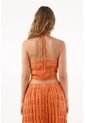 Topmark Top Halter Para Mujer De Poliéster Naranja Corte Crop Con Textura Arrugada de topmark