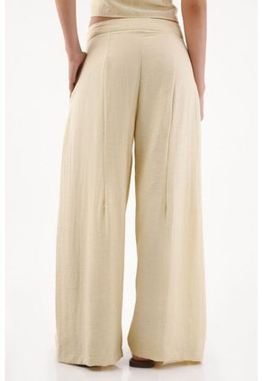Topmark Pantalón Para Mujer De Lino Arena Palazzo Con Pliegues Frontales