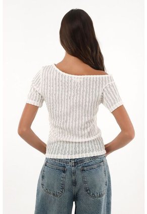 Topmark Camiseta Semiajustada Con Textura Crudo Para Mujer