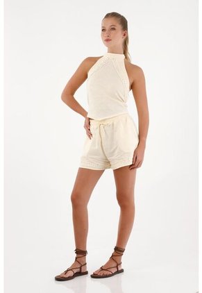 Topmark Camisa Con Encaje Y Escote Crudo Para Mujer