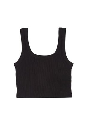 Topmark Camiseta Negra Manga Sisa Con Escote Cuadrado Para Mujer