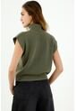 Chaleco Tejido De Mujer, Silueta Clásica Cuello Tortuga, Color Verde de topmark