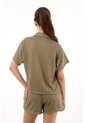 Topmark Camisa Tejida Manga Corta Verde Para Mujer de topmark