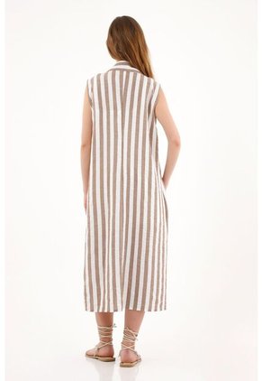 Topmark Kimono Manga Sisa Con Estampado De Rayas Para Mujer