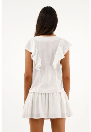 Topmark Camisa Crudo Con Bolero Y Bordado Para Mujer