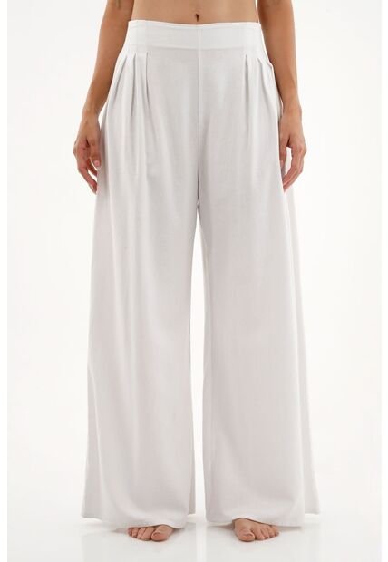 Pantalón Blanco Wide Leg Para Mujer