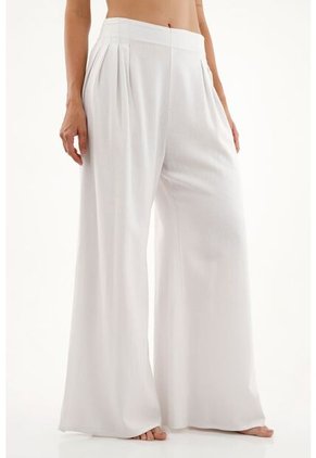 Pantalón Blanco Wide Leg Para Mujer