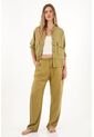 Pantalón Tiro Alto Con Teñido Overdye Verde Para Mujer de topmark