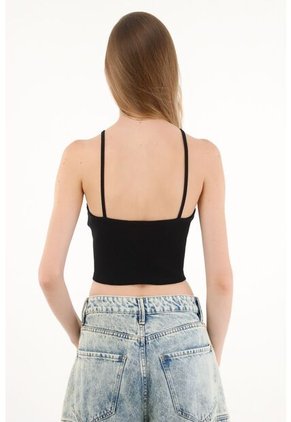 Topmark Camiseta Negra De Tiras Para Mujer