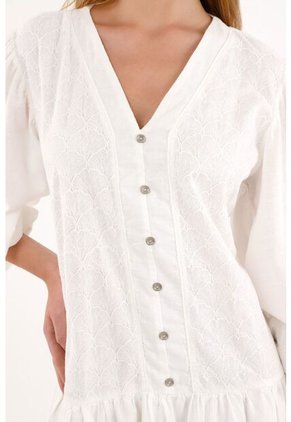 Topmark Vestido Crudo Corto Manga Larga Para Mujer