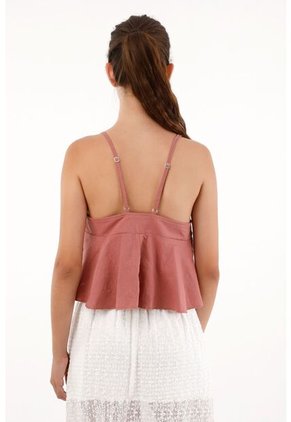 Camisa Con Detalles De Boleros Rosada Para Mujer