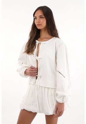 Topmark Abrigo Con Flores Bordadas Crudo Para Mujer