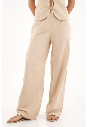 Topmark Pantalón Wide Leg Crudo Con Caída Natural Para Mujer