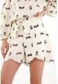 Topmark Short Estampado Con Cintutón Crudo Para Mujer de topmark