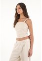Topmark Camisa Crop De Tiras Crudo Con Acabado Suave Para Mujer de topmark