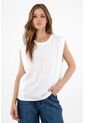 Camiseta Manga Sisa Blanca Para Mujer de topmark