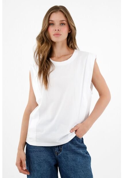 Camiseta Manga Sisa Blanca Para Mujer