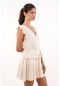 Topmark Camisa Manga Sisa Con Bolero Crudo Con Textura Acanalada Para Mujer de topmark