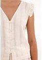 Topmark Camisa Manga Sisa Con Bolero Crudo Con Textura Acanalada Para Mujer de topmark