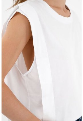 Camiseta Manga Sisa Blanca Para Mujer