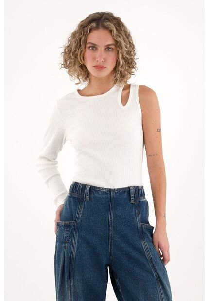 Topmark Camiseta De Una Sola Manga Crudo Para Mujer