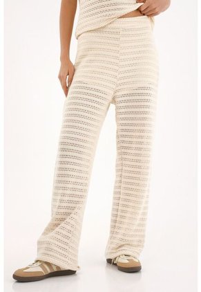 Topmark Pantalón Tejido De Tiro Alto Crudo Para Mujer