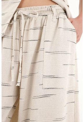 Pantalón Wide Leg Con Detalles Bordados Y Pretina Elástica Para Mujer