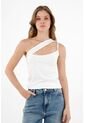 Topmark Camiseta Blanca De Un Solo Hombro Para Mujer de topmark
