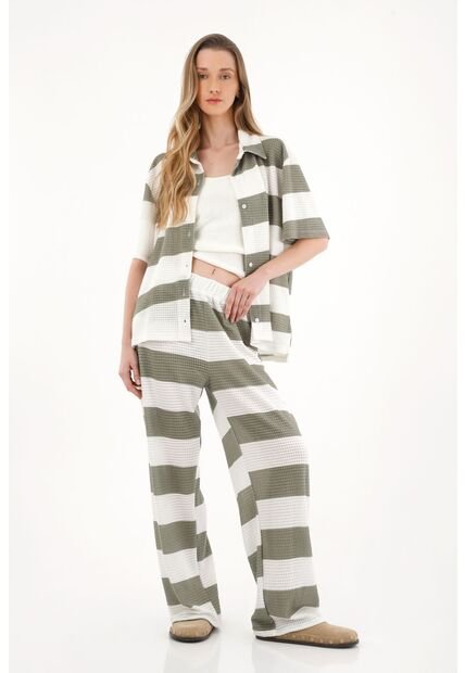 Topmark Camisa Manga Corta Con Diseño A Rayas Para Mujer