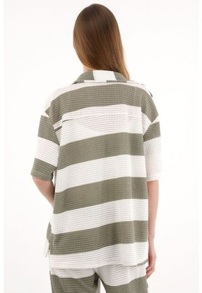 Topmark Camisa Manga Corta Con Diseño A Rayas Para Mujer