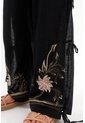 Topmark Pantalón Con Aberturas Y Diseño Floral Negro Para Mujer de topmark