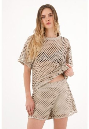 Topmark Short Tipo Malla Café Para Mujer