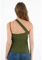 Camiseta Verde De Un Solo Hombro Para Mujer de topmark
