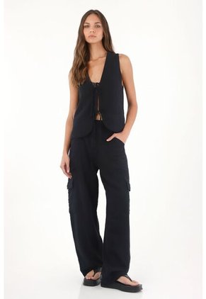 Topmark Chaleco De Tiras En Delantero Negro Para Mujer