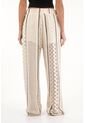 Pantalón Recto Tejido Con Líneas En Contraste Crudo Para Mujer de topmark